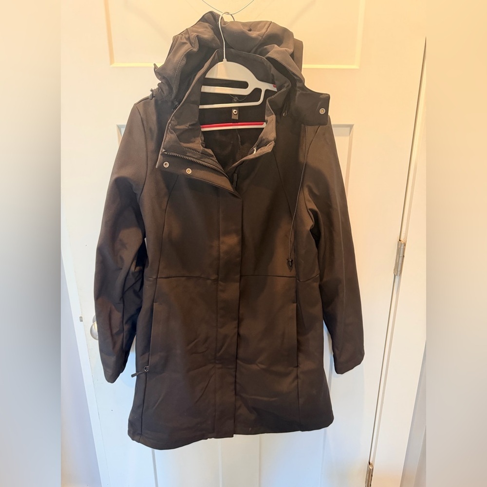 OEKO TEX Weatherproof Women’s Black Hooded Insulated Long Parka Coat Medium
